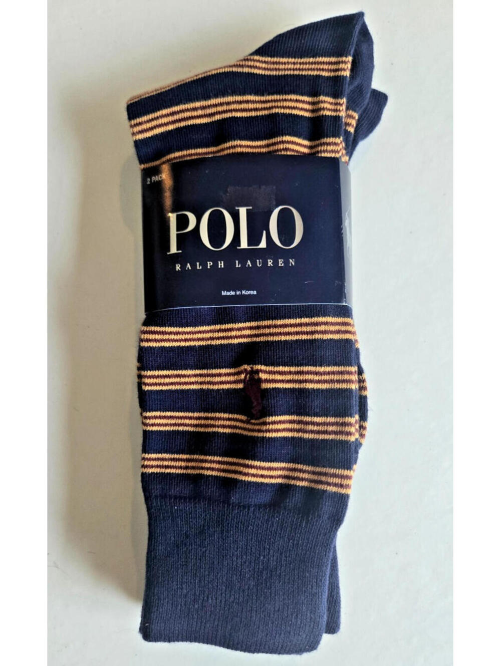Polo Ralph Lauren Mens Trouser Dress Socks Navy Striped & Solid 2 pack NWT